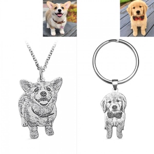 Personalized Pet Memorial Photo Necklace / Keychain